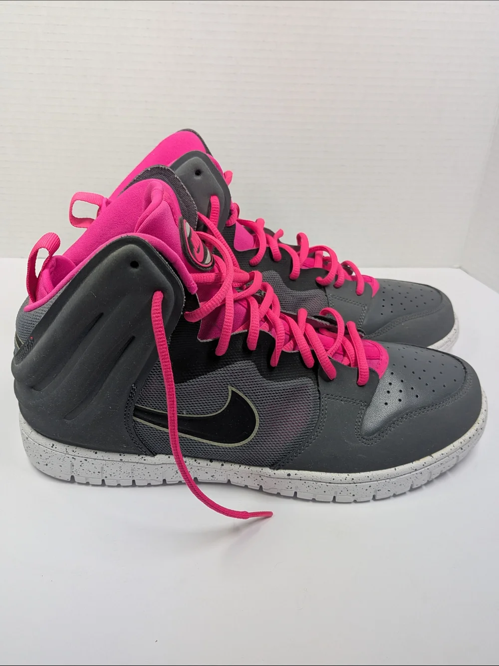 Nike Men's Gray and Pink High-Top Sneakers